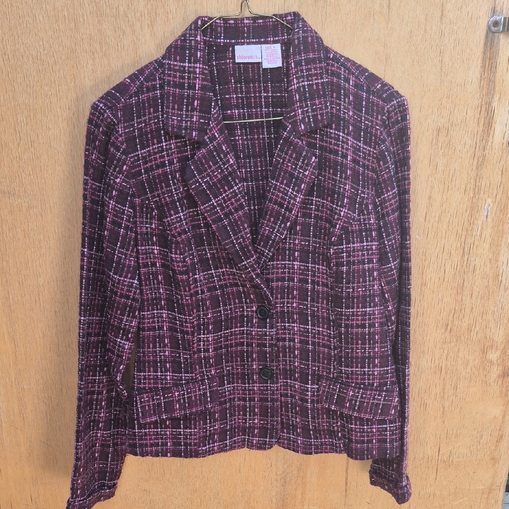 Xhilaration Women's XL Purple Plaid Blazer 100% Acrylic